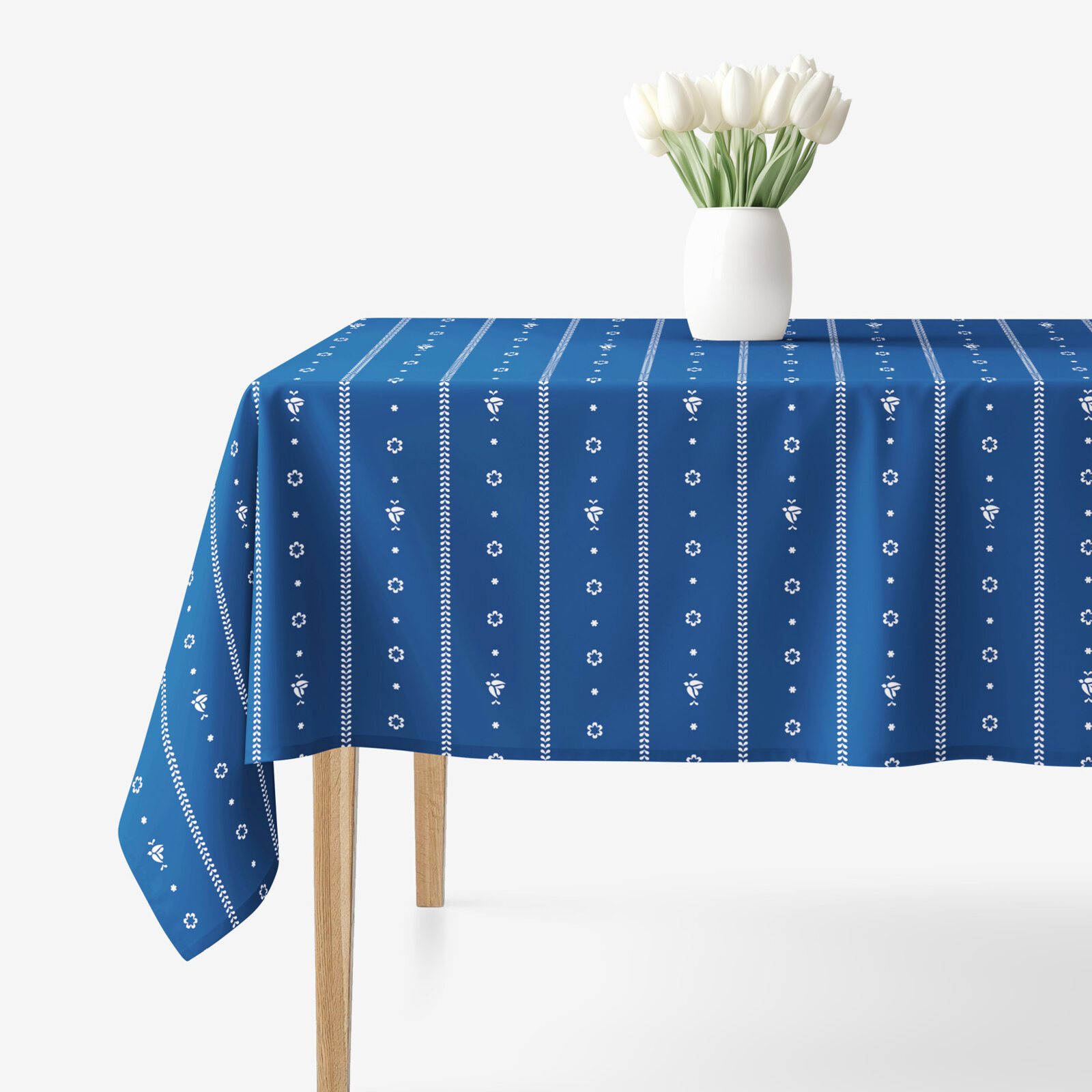 Eckige Tischdecke 100% Baumwolle - Blaue Folklore