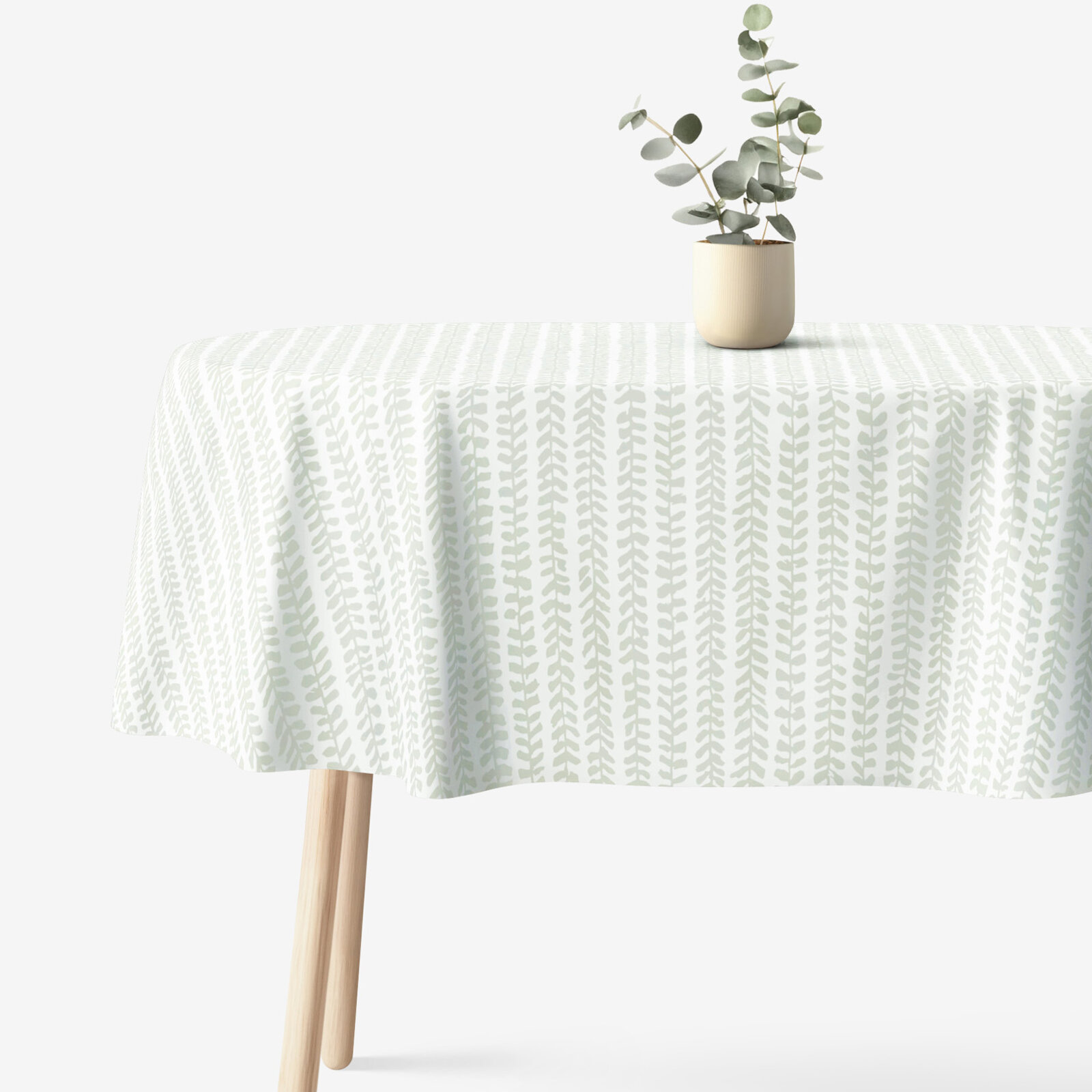 Ovale Tischdecke aus 100% Baumwolle - Skandinavische Blätter