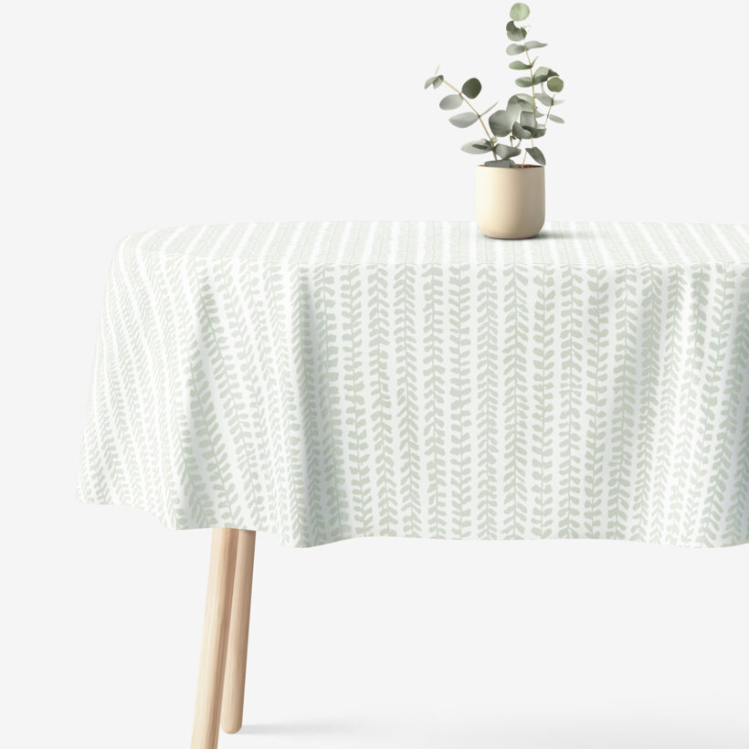 Ovale Tischdecke aus 100% Baumwolle - Skandinavische Blätter