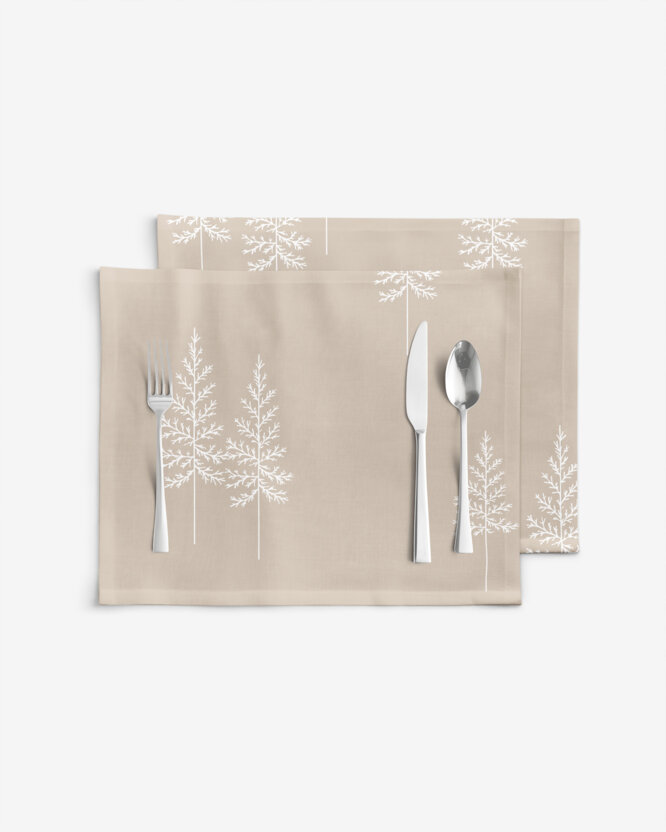 Weihnachtliches Tischset 100% Baumwolle - Nordische Tannenbäume - 2 Stück