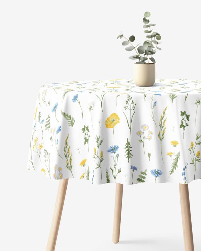 Runde Tischdecke 100% Baumwolle - Sommerwiese