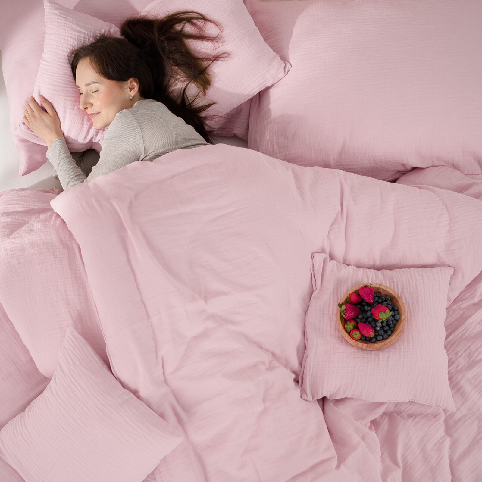 Musselin-Bettwäsche – pastellrosa