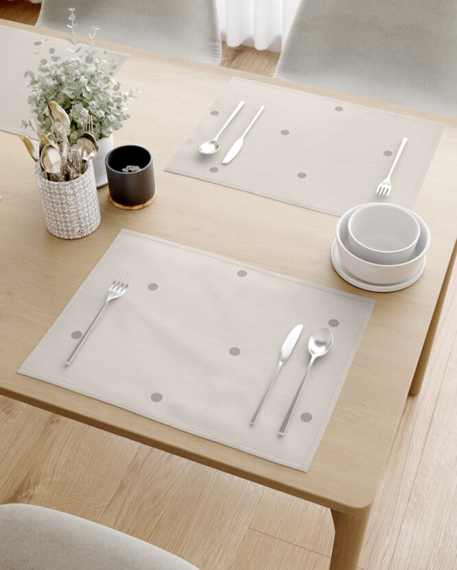 Tischset 100% Baumwolle - Pünktchen auf Beige - 2 Stück