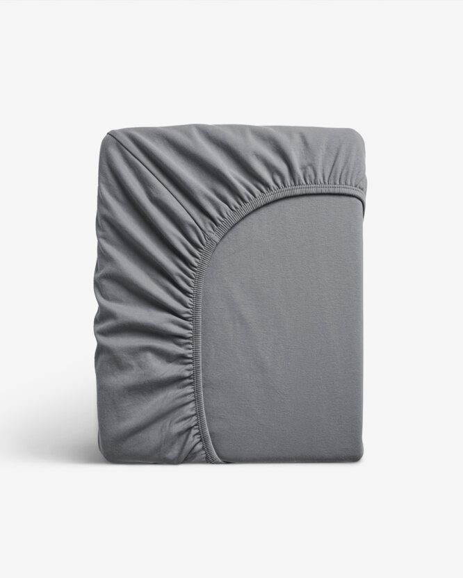 Elastisches Jersey-Spannbettlaken - dunkel grau