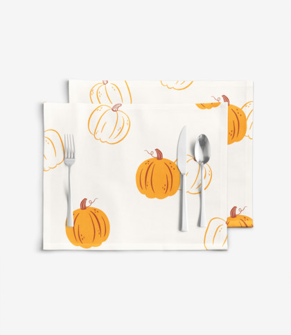 Tischset 100% Baumwolle - Herbstkürbis - 2 Stück