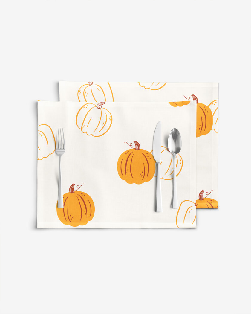 Tischset 100% Baumwolle - Herbstkürbis - 2 Stück