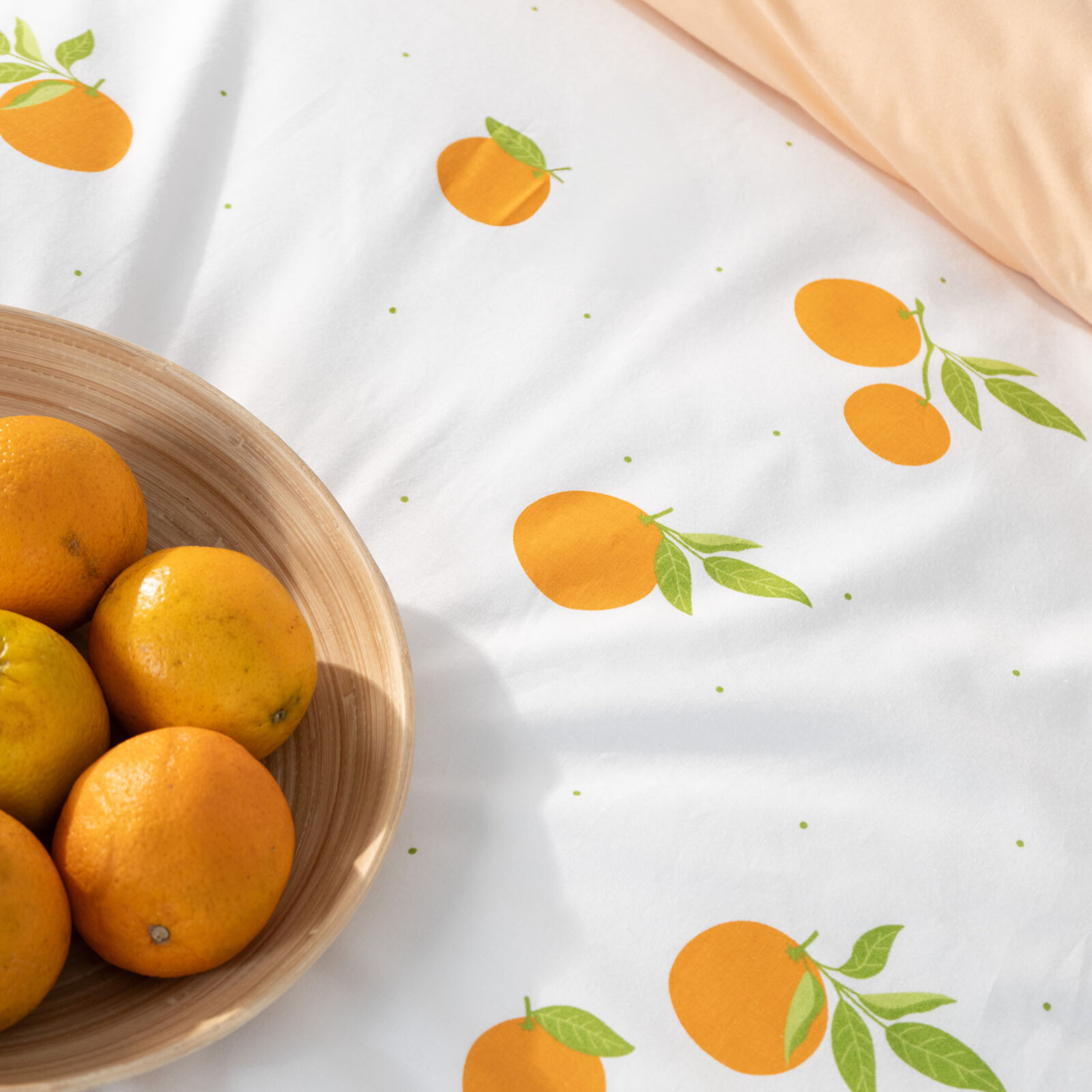 Bettwäsche aus Baumwolle Duo - Orangen mit Apricot