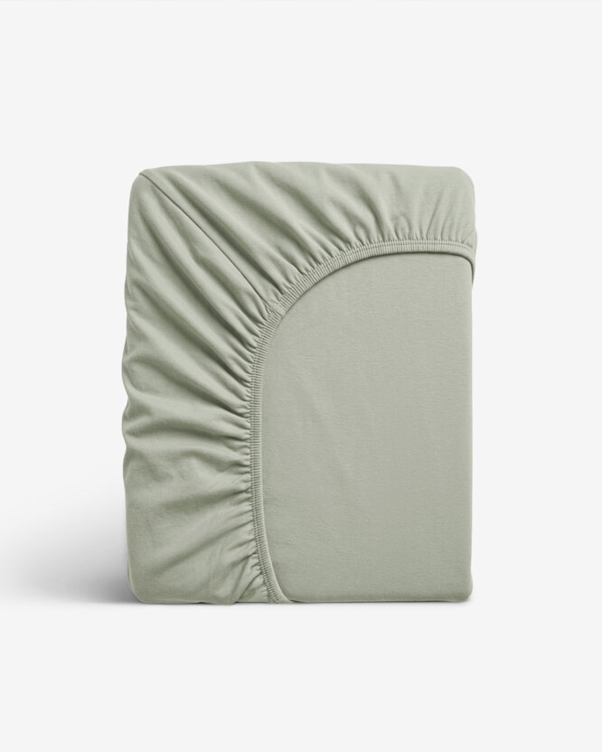 Elastisches Jersey-Spannbettlaken - salbeigrün