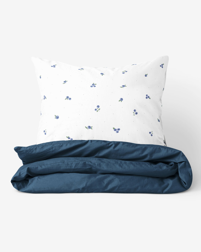 Bettwäsche aus Baumwolle Duo - Heidelbeeren mit marineblau