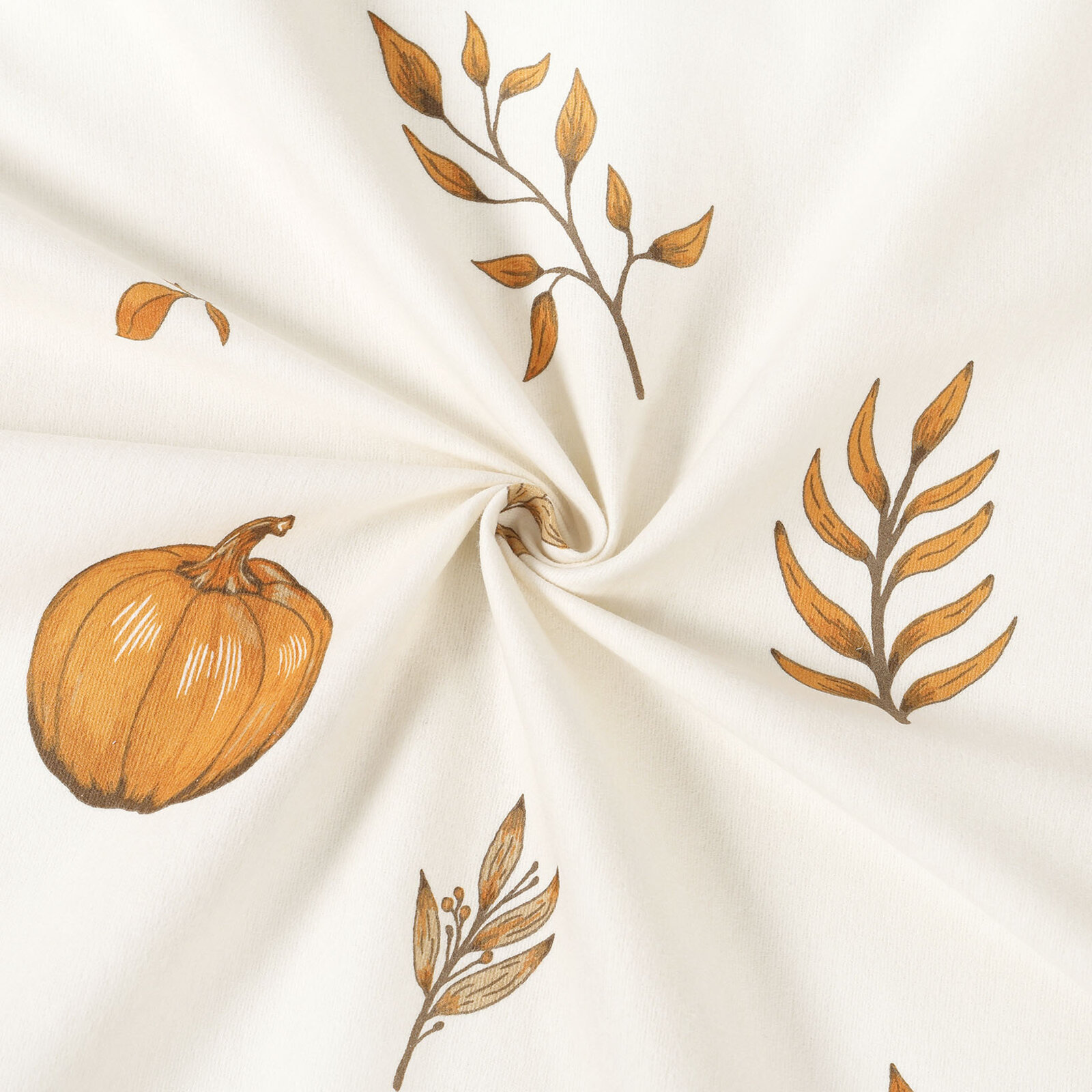 Flanellstoff - Herbstkürbisse und Blätter