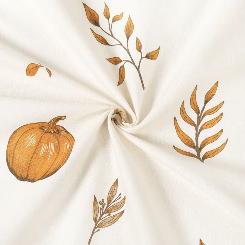 Flanellstoff - Herbstkürbisse und Blätter