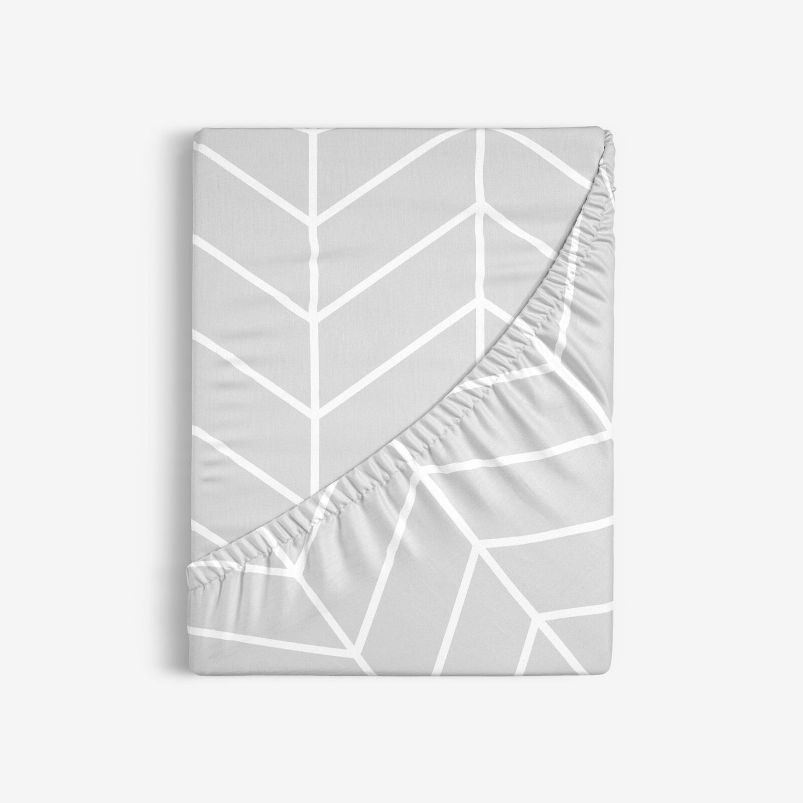 Spannbettlaken aus Baumwolle - Zickzack auf Grau