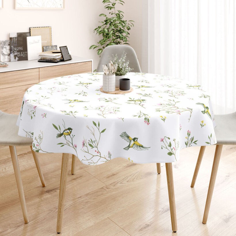 Runde Tischdecke 100% Baumwolle - Leben in der Natur