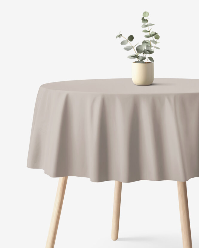 Runde Tischdecke 100% Baumwolle - graubraun