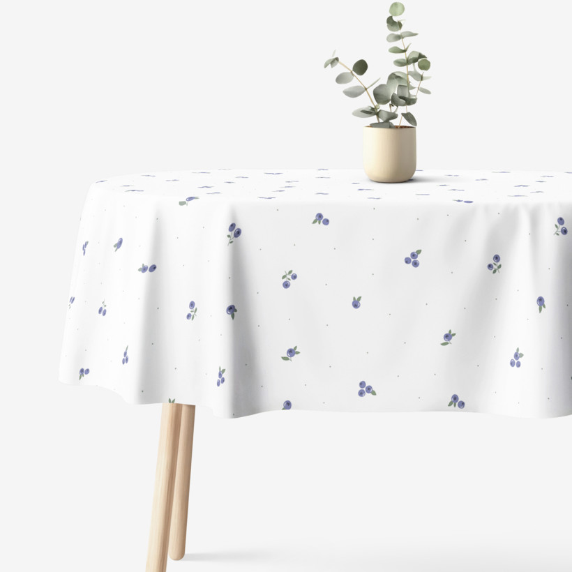 Ovale Tischdecke aus 100% Baumwolle - Heidelbeeren