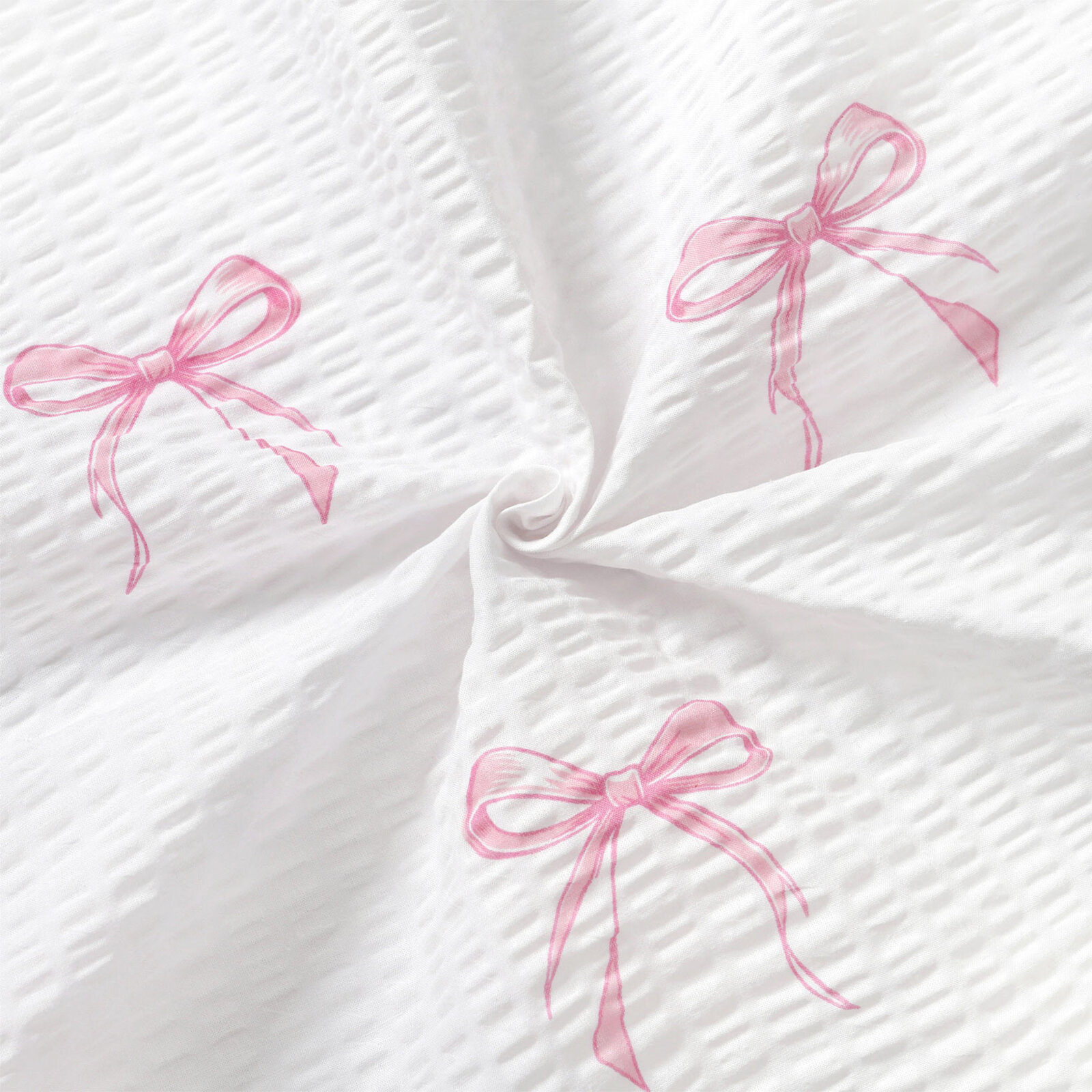 Seersucker - rosa Schleifen