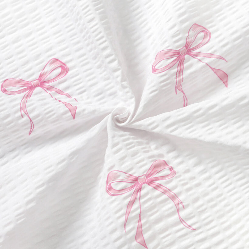 Seersucker - rosa Schleifen