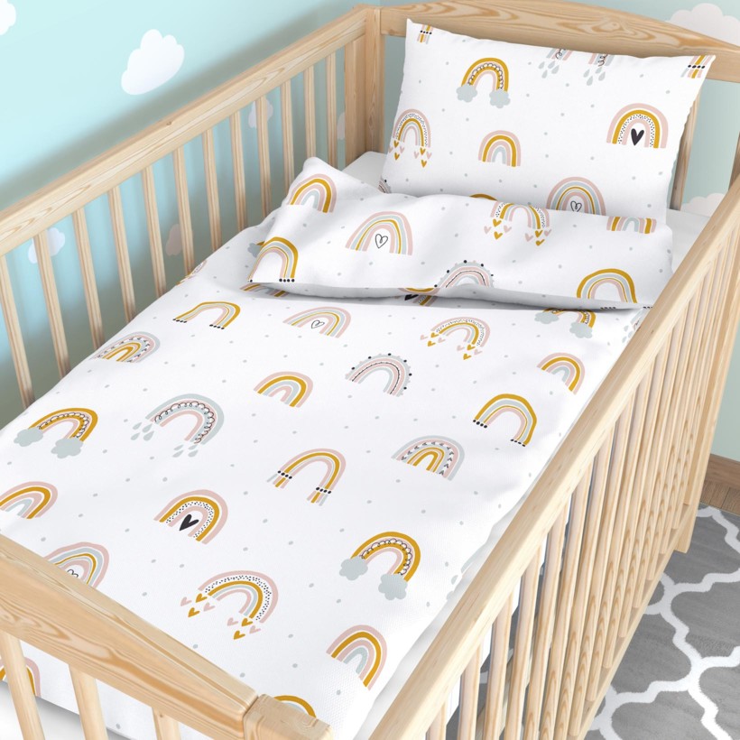 Bettwäsche für Babybetten aus Baumwolle - gemalte Regenbögen
