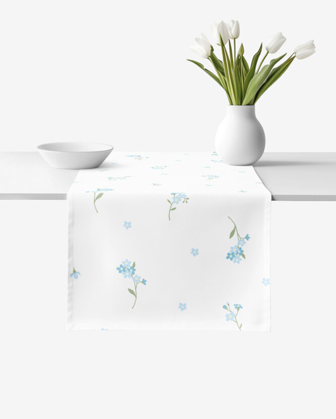 Tischläufer aus 100% Baumwolle - Vergissmeinnicht