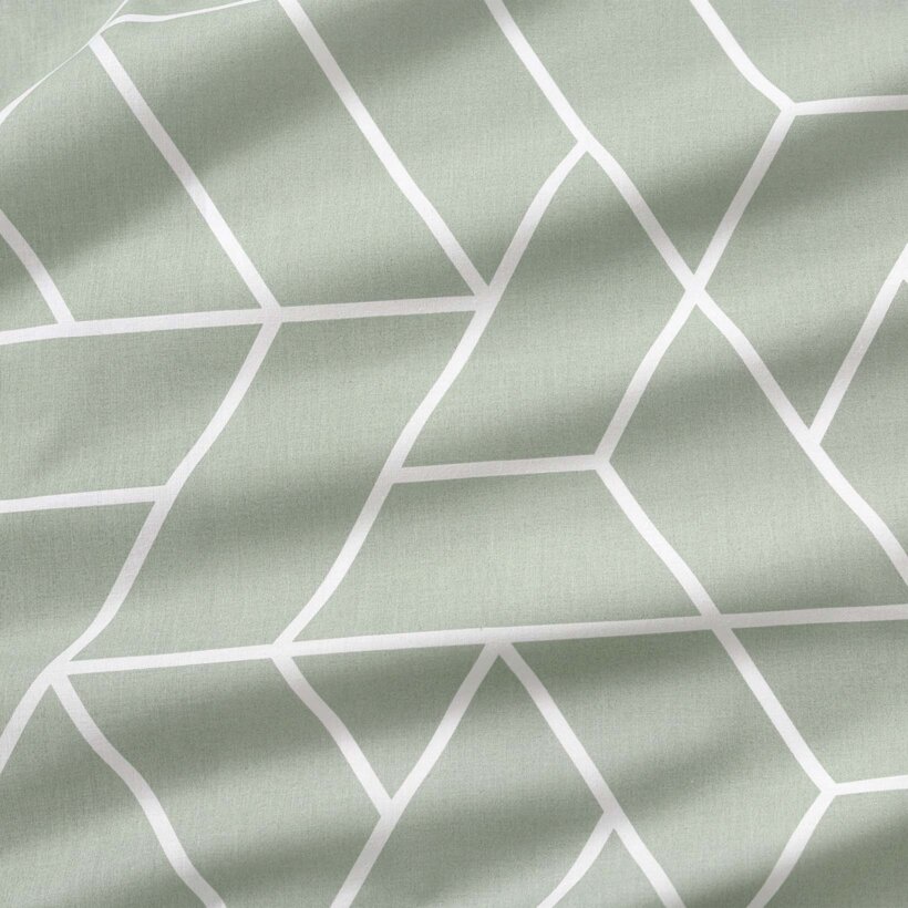 Baumwollstoff - Mosaik auf Salbeigrün