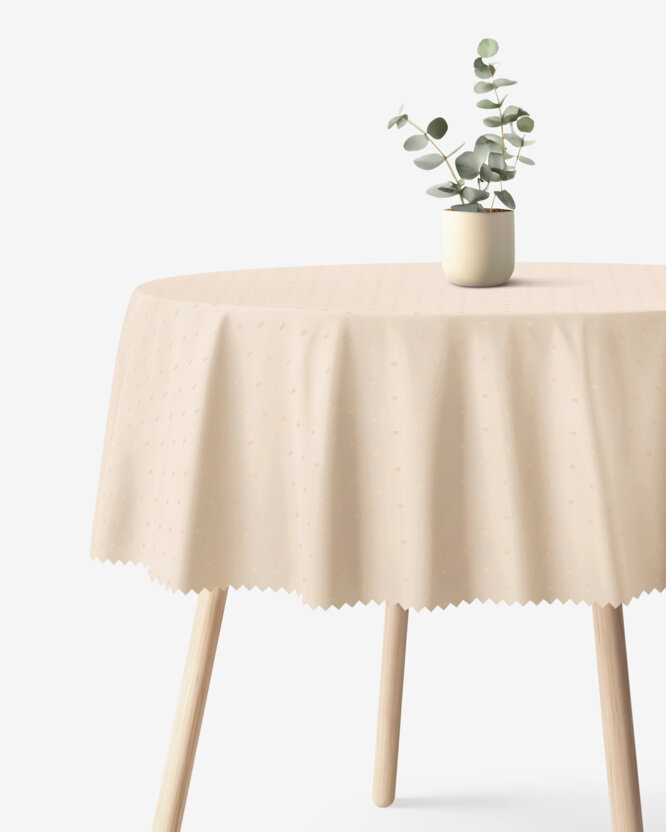 Runde festliche Teflon-Tischdecke - champagne mit glänzenden Rechtecken