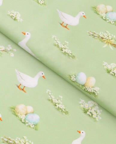 Ostern Teflonstoff für Tischdecken - Gänse und Ostereier