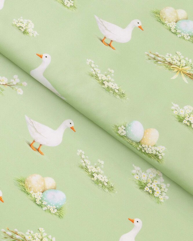 Ostern Teflonstoff für Tischdecken - Gänse und Ostereier