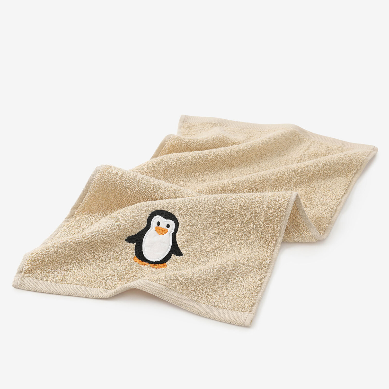 Kinder-Frottierhandtuch - Pinguin auf Beige