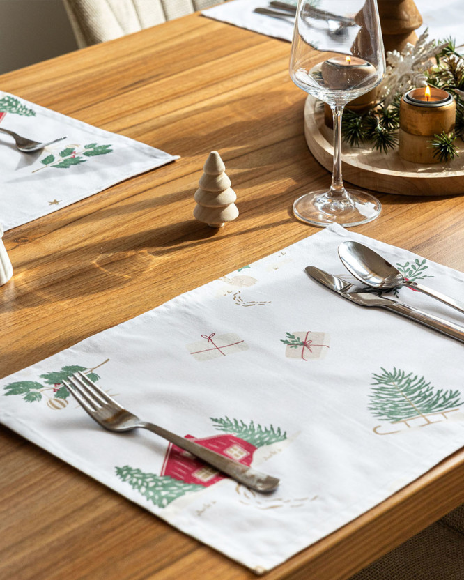 Tischset 100% Baumwollköper - Traditionelle Weihnachten - 2 Stück