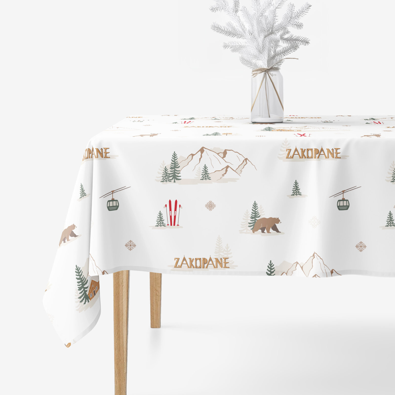 Eckige weihnachtliche Tischdecke 100% Baumwolle - Zakopane