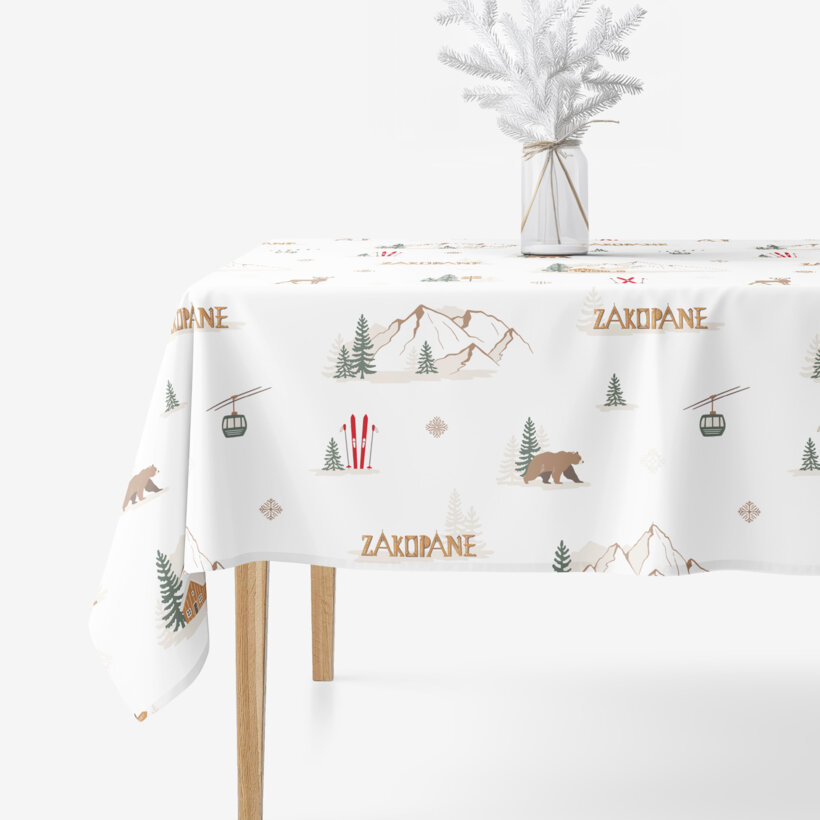 Eckige weihnachtliche Tischdecke 100% Baumwolle - Zakopane