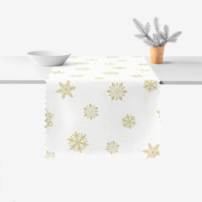 Weihnachtlicher Teflon-Tischläufer - Goldene Schneeflocken