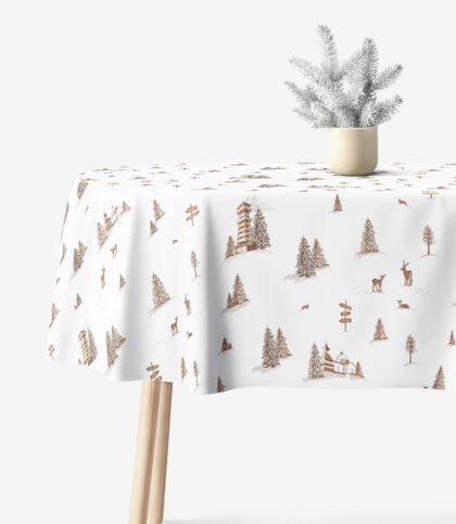 Ovale Tischdecke aus fester Baumwollköper - Berge