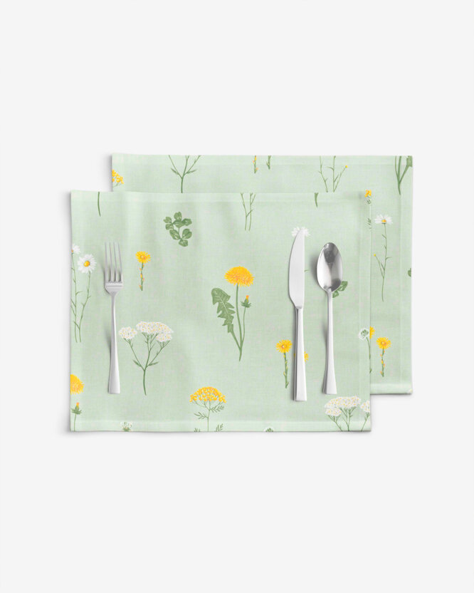 Tischset 100% Baumwolle - Grüne Wiese - 2 Stück