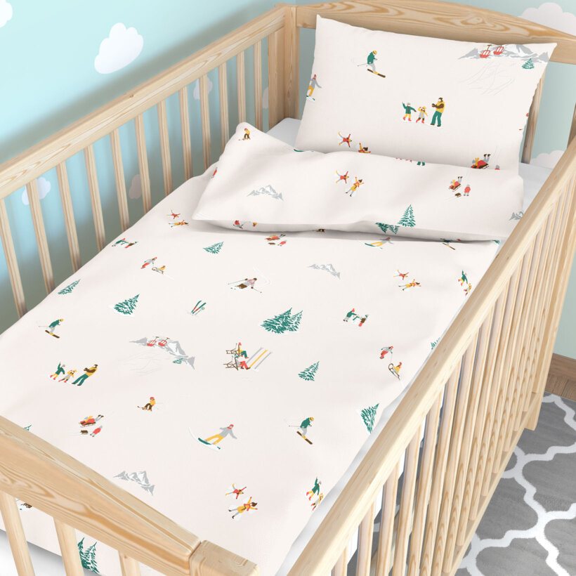 Weihnachtliche Bettwäsche für Babybetten aus Baumwolle - Winterfreuden