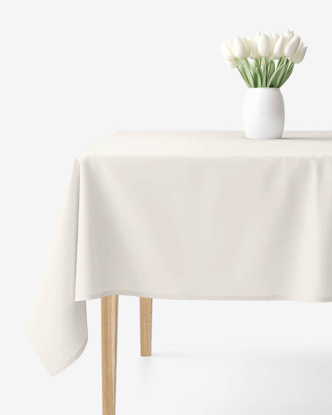 Eckige Tischdecke 100% Baumwolle - elfenbein