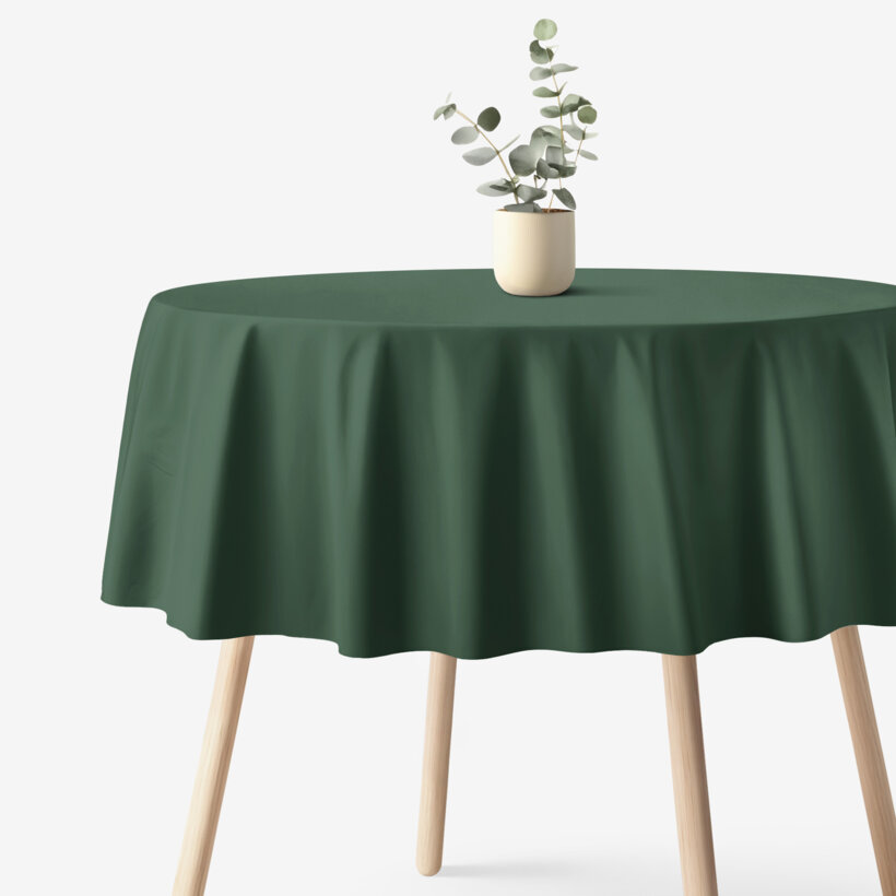 Runde Tischdecke 100% Baumwolle - dunkelgrün