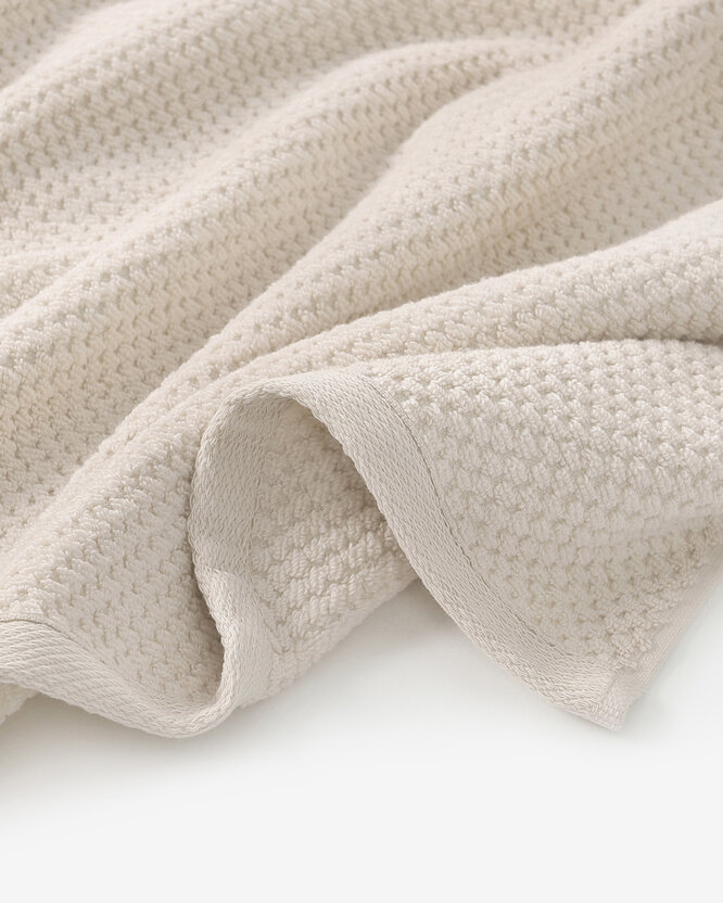 Frottee-Handtuch / Badetuch aus Baumwolle Micro Pure - Mandelfarben