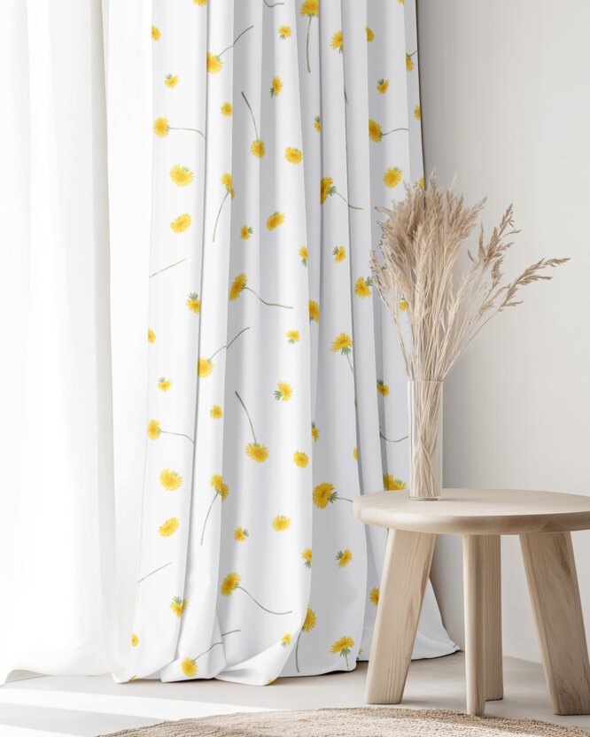Vorhang aus Baumwolle - Löwenzahn