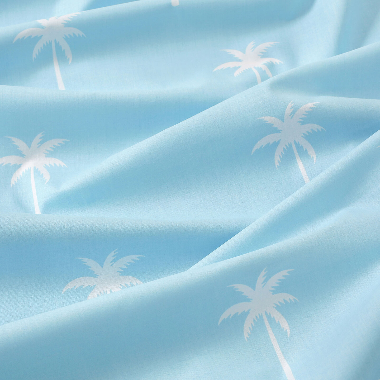 Eckige Tischdecke 100% Baumwolle - Palmen auf Pastellblau