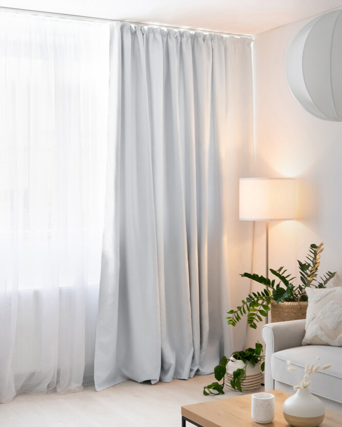 Blackout Verdunkelungsvorhang mit Satin-Glanz - silber