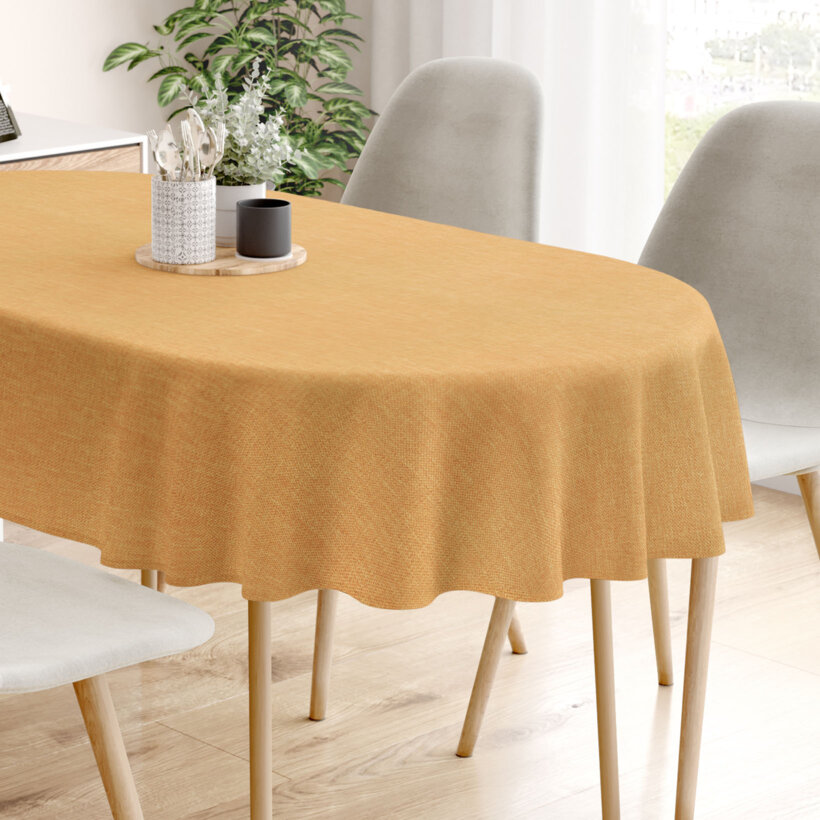 Ovale Tischdecke Peru - goldfarben