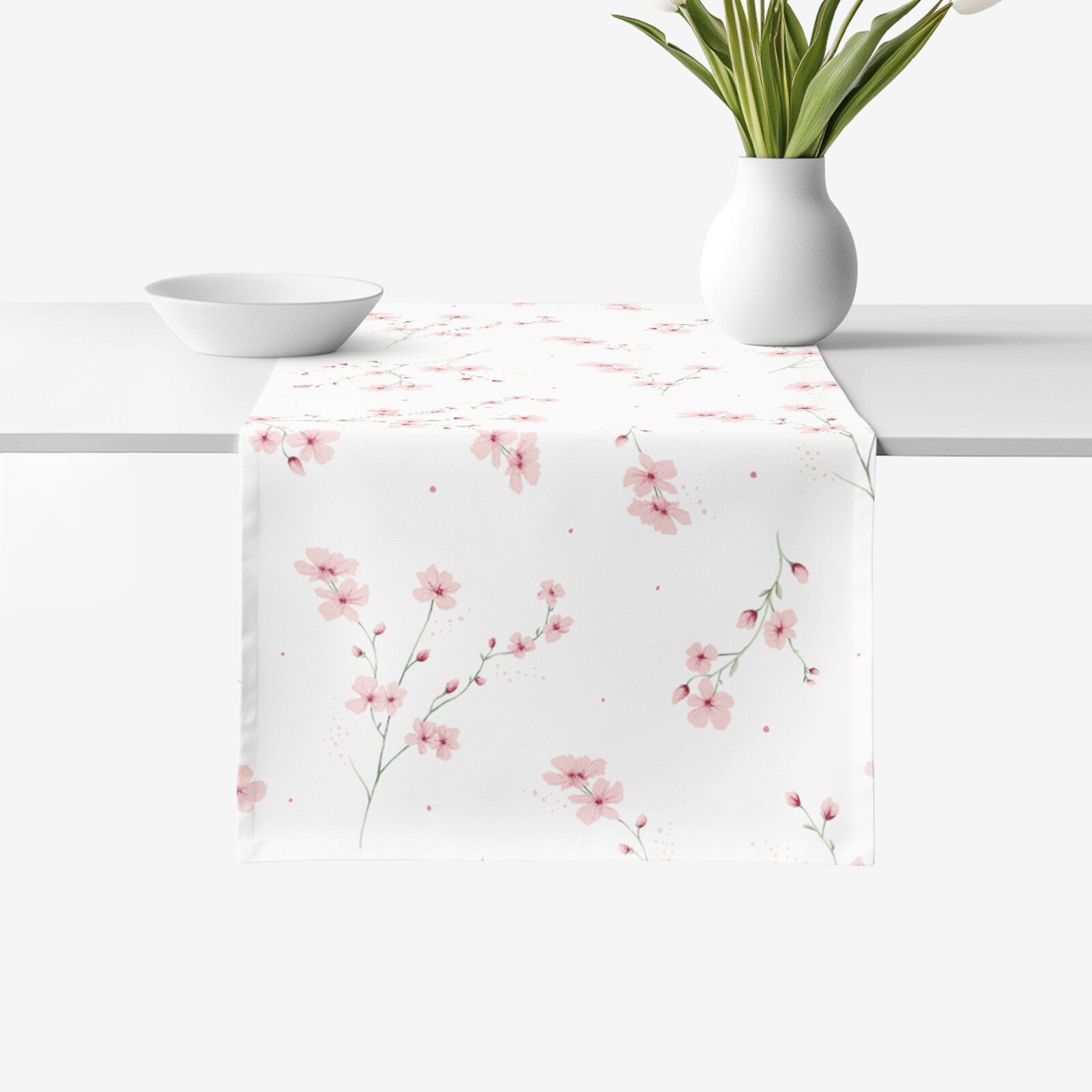 Tischläufer aus 100% Baumwolle - Blühende Sakura-Kirschbäume