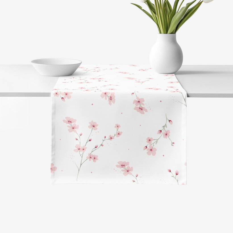 Tischläufer aus 100% Baumwolle - Blühende Sakura-Kirschbäume