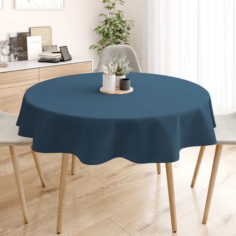 Runde Tischdecke 100% Baumwolle - marineblau