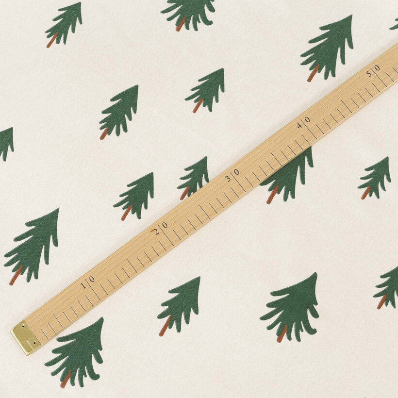 Weihnachtlicher Flanellstoff - Bäumchen auf natur