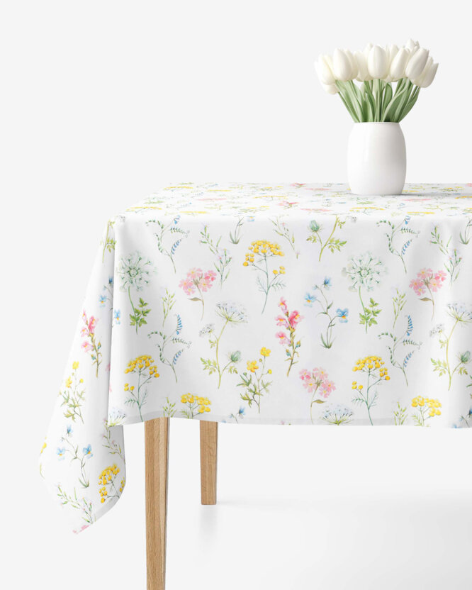 Eckige Tischdecke 100% Baumwolle Deluxe - blühender Frühling