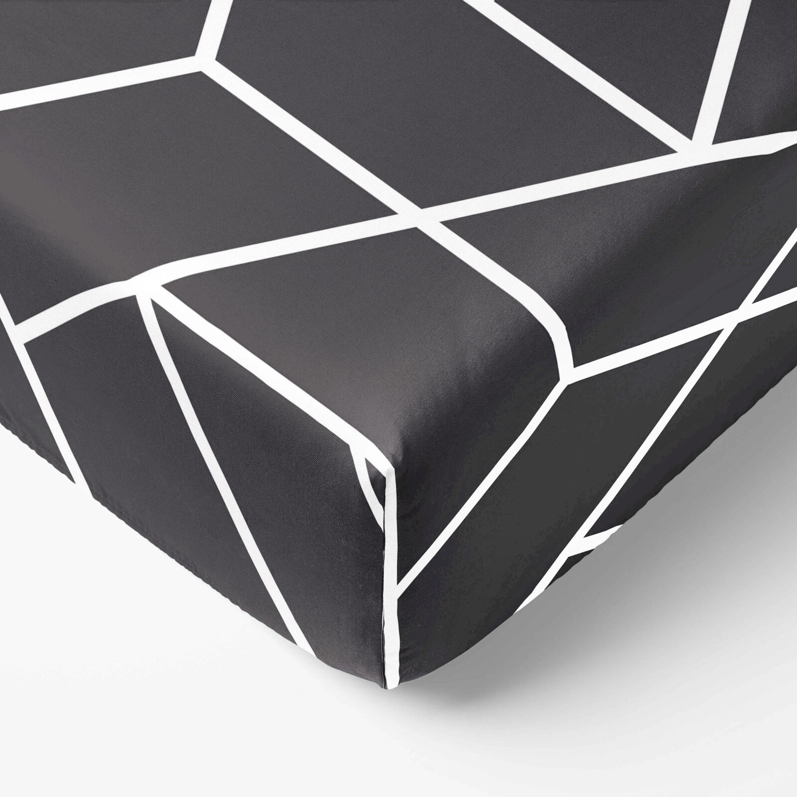 Spannbettlaken aus Baumwolle - Mosaik auf Dunkelgrau
