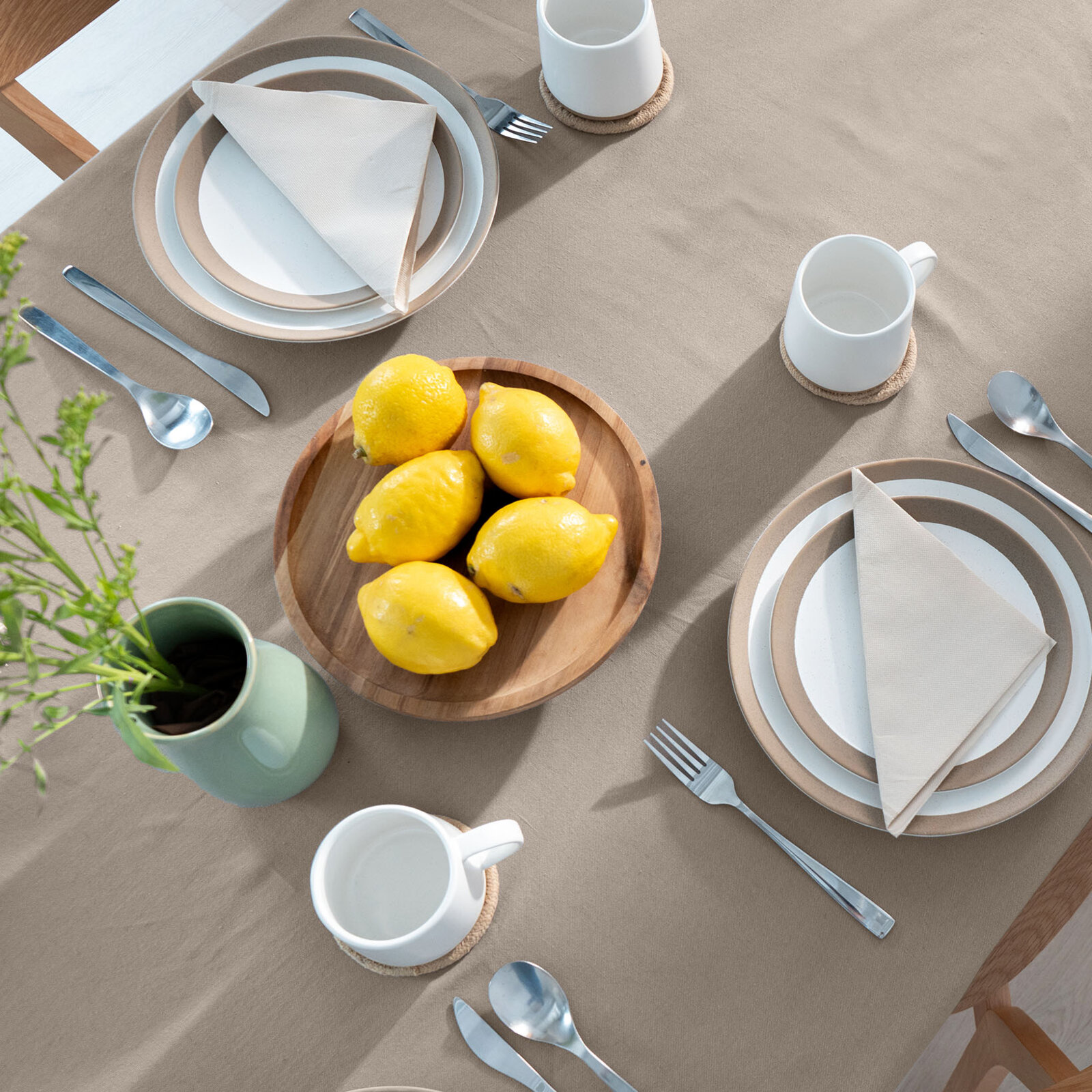 Quadratische Tischdecke aus Leinenmischung - kaffee
