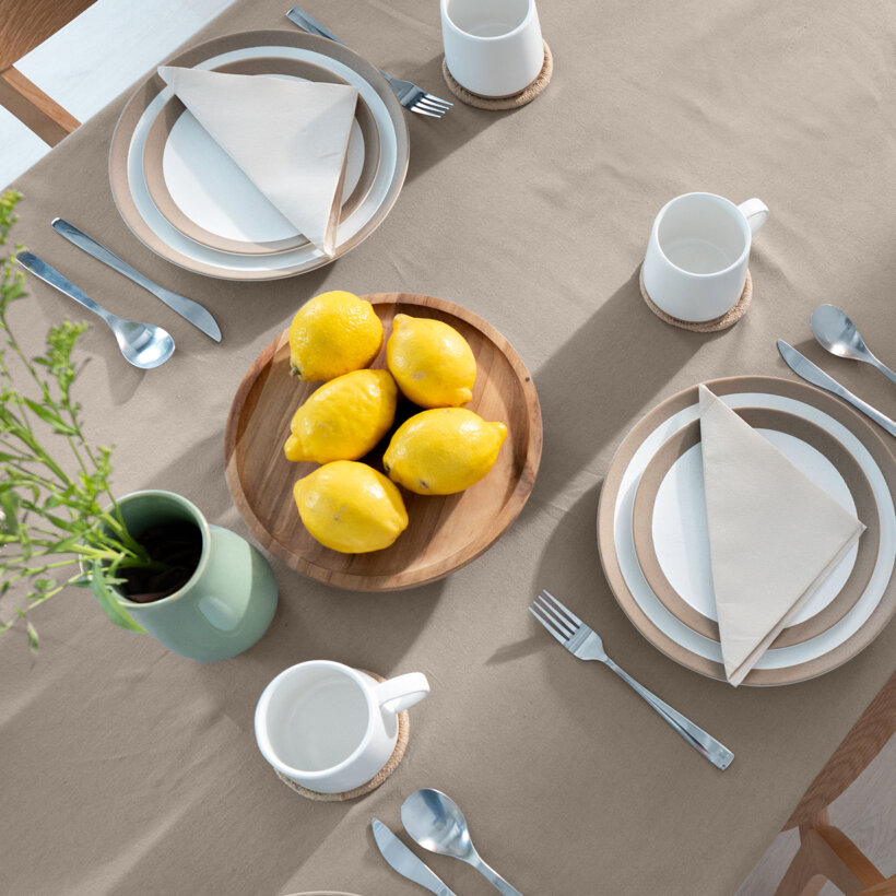 Quadratische Tischdecke aus Leinenmischung - kaffee